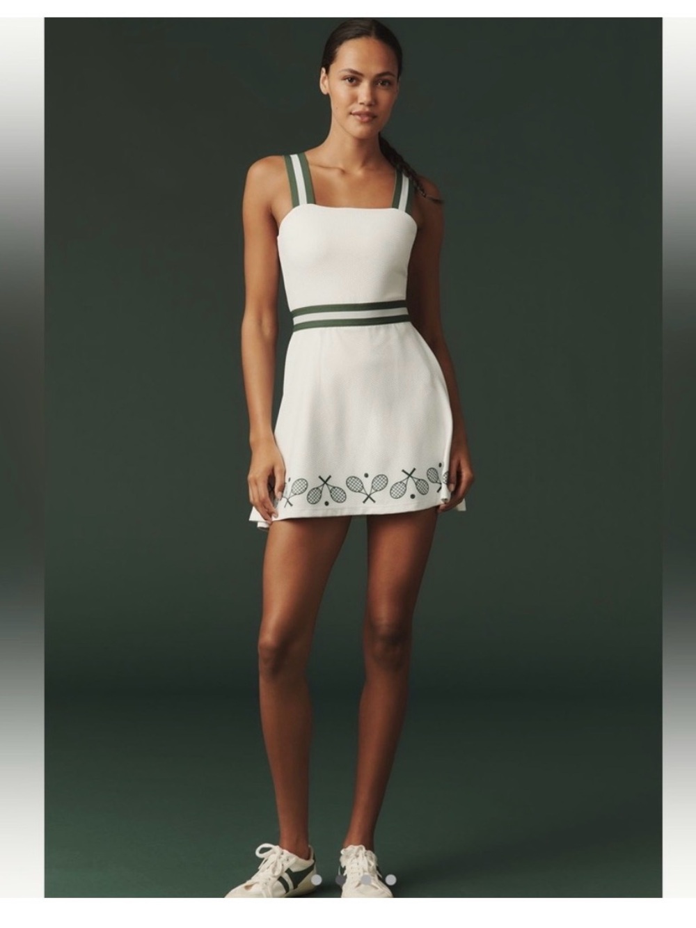 Beach Riot Miriam White Tennis Dress with Green Trim large NWT